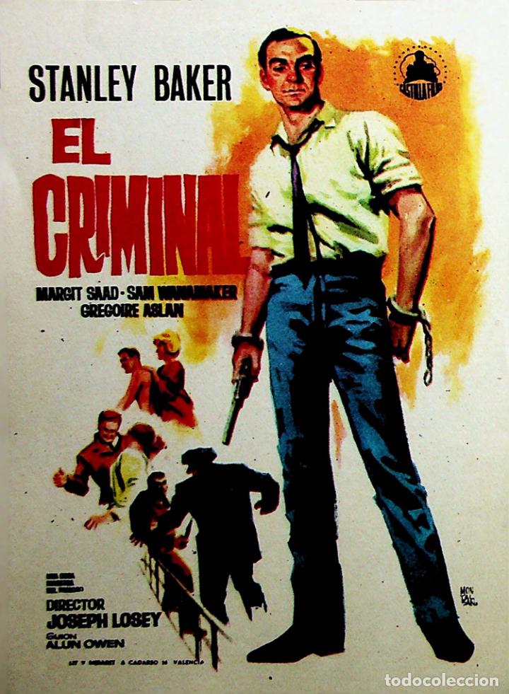 Cine: PROGRAMA DE MANO. EL CRIMINAL. Stanley Baker Margit Saad Sam Wanamaker (Joseph Losey) - Foto 1