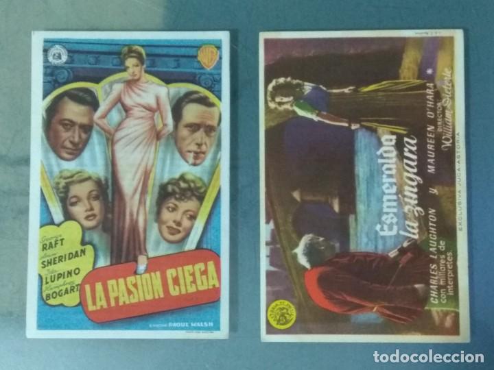 Folhetos de m&atilde;o de filmes antigos de cinema: LOTE DE 2 PROGRAMAS DE CINE SENCILLOS A&Ntilde;OS 40: ESMERALDA LA ZINGARA - LA PASION CIEGA