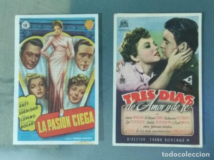 Folhetos de m&atilde;o de filmes antigos de cinema: LOTE DE 2 PROGRAMAS DE CINE SENCILLOS A&Ntilde;OS 40: TRES DIAS DE AMOR Y DE FE. LA PASION CIEGA.