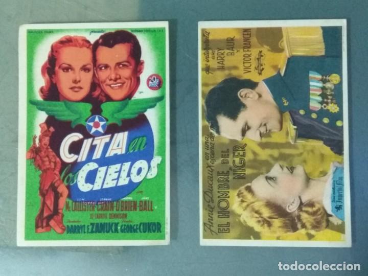 Folhetos de m&atilde;o de filmes antigos de cinema: LOTE DE 2 PROGRAMAS DE CINE SENCILLOS A&Ntilde;OS 40: EL HOMBRE DEL NIGER - CITA EN LOS CIELOS.