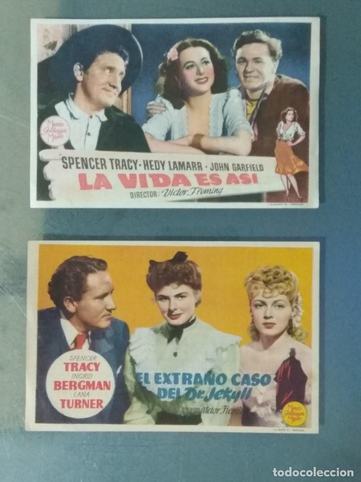 Folhetos de m&atilde;o de filmes antigos de cinema: LOTE DE 2 PROGRAMAS DE CINE SENCILLOS A&Ntilde;OS 40: EL EXTRA&Ntilde;O CASO DEL DR. JEKYLL - LA VIDA ES ASI.