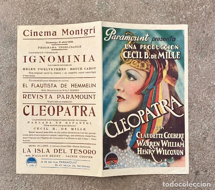 Cine: CLEOPATRA, PROGRAMA DOBLE PARAMOUNT, 1934. PERFECTO ESTADO - Foto 1
