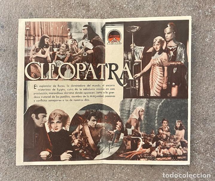 Cine: CLEOPATRA, PROGRAMA DOBLE PARAMOUNT, 1934. PERFECTO ESTADO - Foto 2