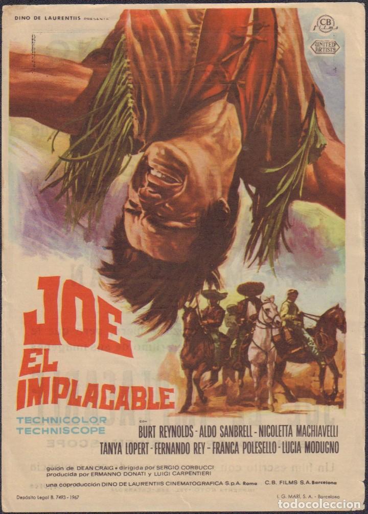 Cine: Programa sencillo de JOE, EL IMPLACABLE (1966) - Cine Serrano de Catarroja - Foto 1