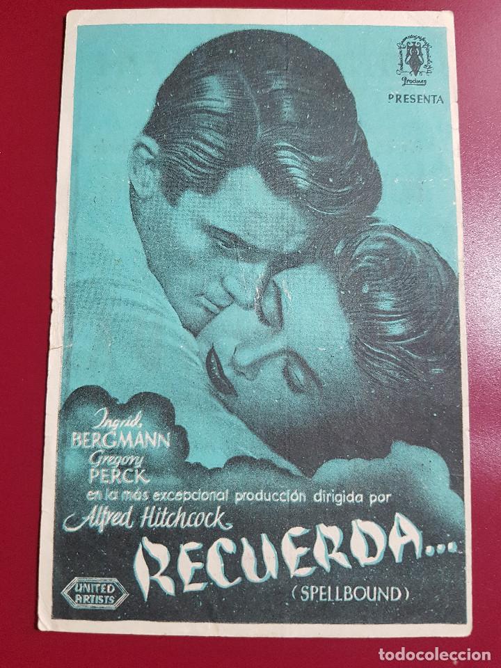 Cine: PROGRAMA DE MANO - RECUERDA - Foto 1