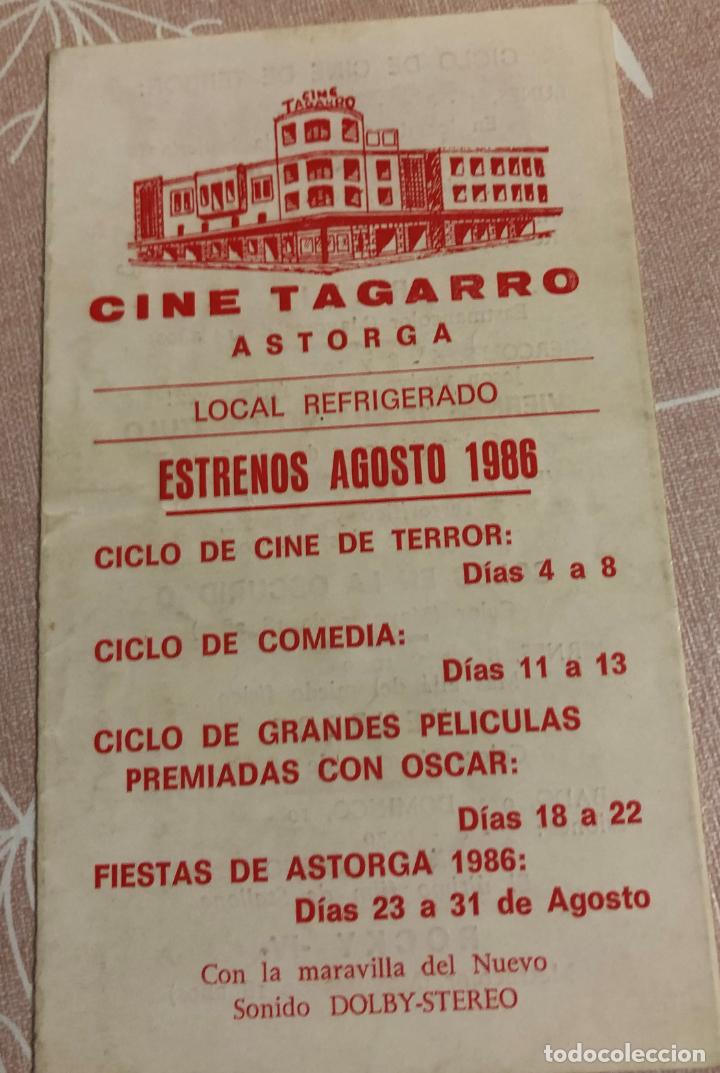 Cine: PROGRAMA CINE TAGARRO ASTORGA ESTRENOS DE AGOSTO 1986 TRIPTICO - Foto 1