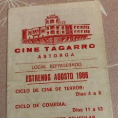Cine: PROGRAMA CINE TAGARRO ASTORGA ESTRENOS DE AGOSTO 1986 TRIPTICO. Lote 234144665