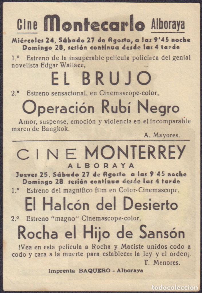 Cine: Programa sencillo de EL BRUJO (1964) - Cine Montecarlo de Alboraia - Foto 2