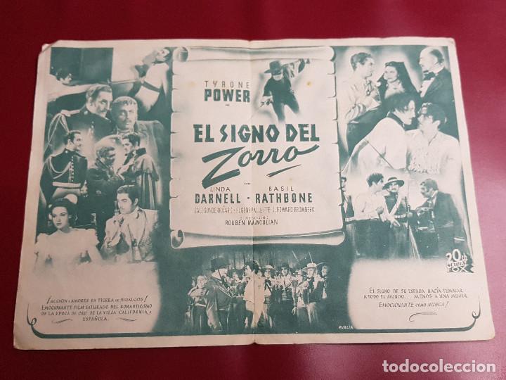Cine: PROGRAMA DE MANO - EL SIGNO DEL ZORRO - Foto 2