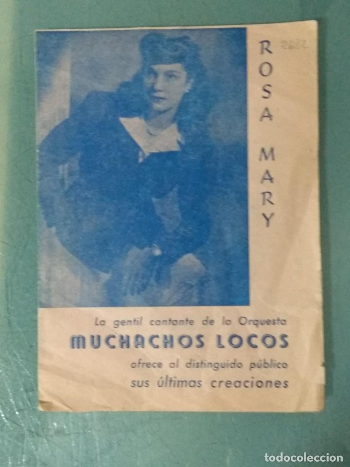 Cine: ROSA MARY. MUCHACHOS LOCOS. PROGRAMA. LETRAS Y CANCIONES. - Foto 1