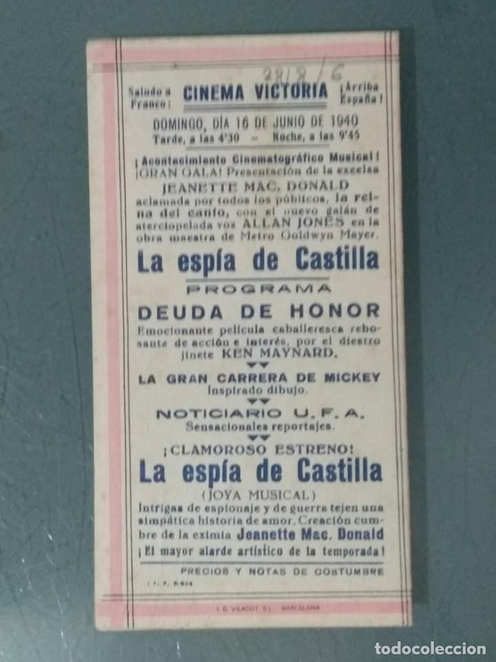 Cine: LA ESPIA DE CASTILLA 1940 - PEQUE&Ntilde;O PROGRAMA DE CINE DOBLE. - Foto 2