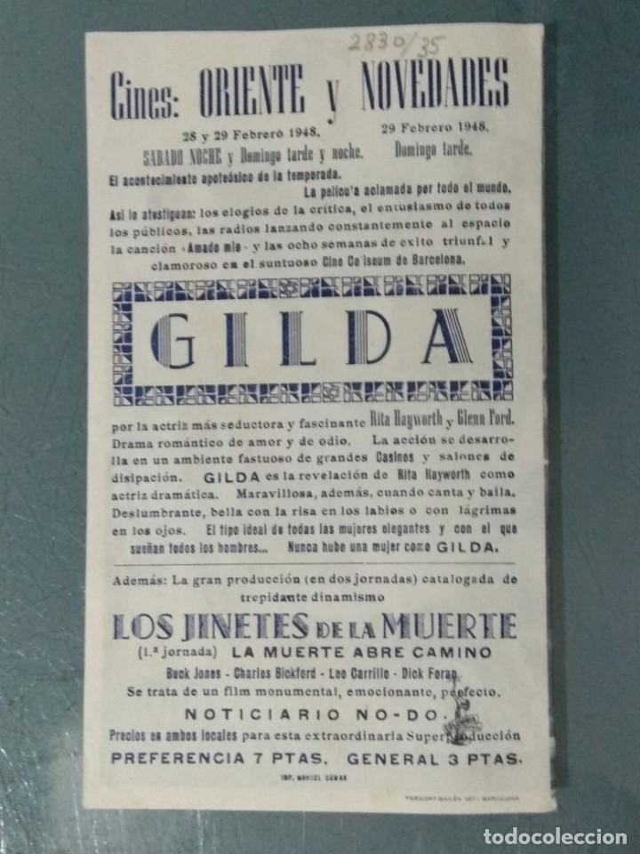 Cine: GILDA. PROGRAMA DE CINE DOBLE ORIGINAL. - Foto 3