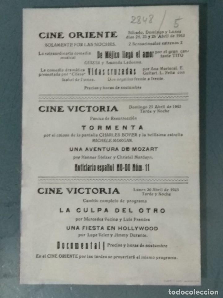 Cine: TORMENTA - 1943. PROGRAMA DE CINE DOBLE. - Foto 3