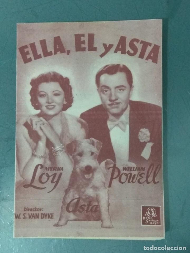 Folhetos de m&atilde;o de filmes antigos de cinema: ELLA EL Y ASTA. 1942. PROGRAMA DE CINE DOBLE COLOR ROJIZO.