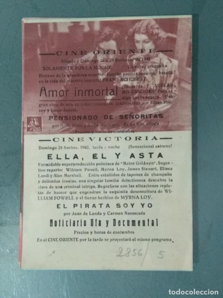 Cine: ELLA EL Y ASTA. 1942. PROGRAMA DE CINE DOBLE COLOR ROJIZO. - Foto 3