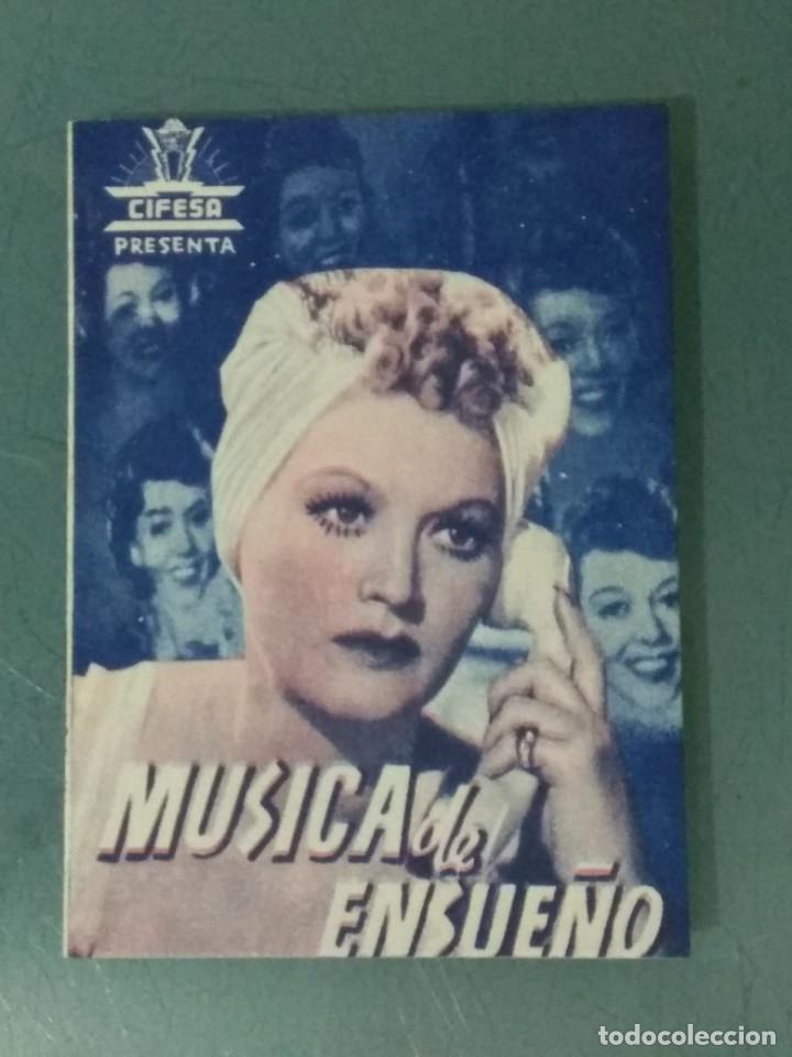 Folhetos de m&atilde;o de filmes antigos de cinema: MUSICA DE ENSUE&Ntilde;O. 1943. PROGRAMA PEQUE&Ntilde;O DOBLE DE CINE.