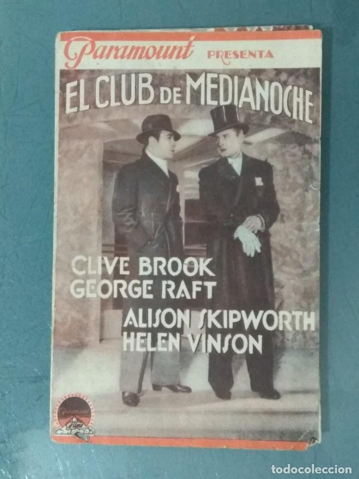 Folhetos de m&atilde;o de filmes antigos de cinema: EL CLUB DE MEDIANOCHE. 1935 . PROGRAMA DE CINE DOBLE.