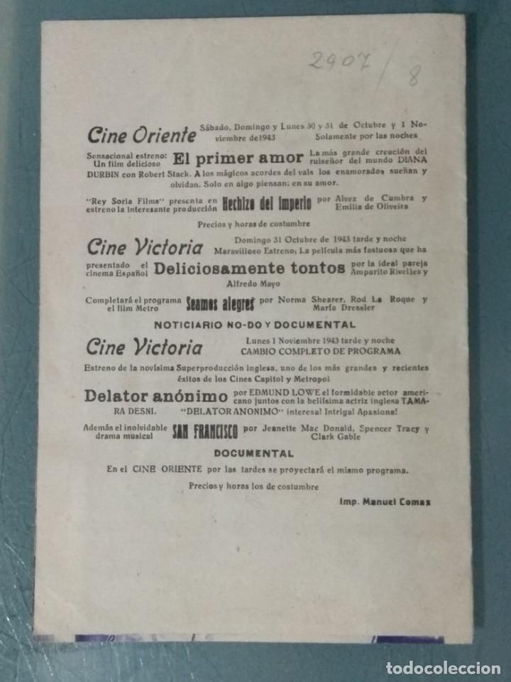 Cine: EL PRIMER AMOR. 1943. PROGRAMA DOBLE DE CINE. - Foto 3