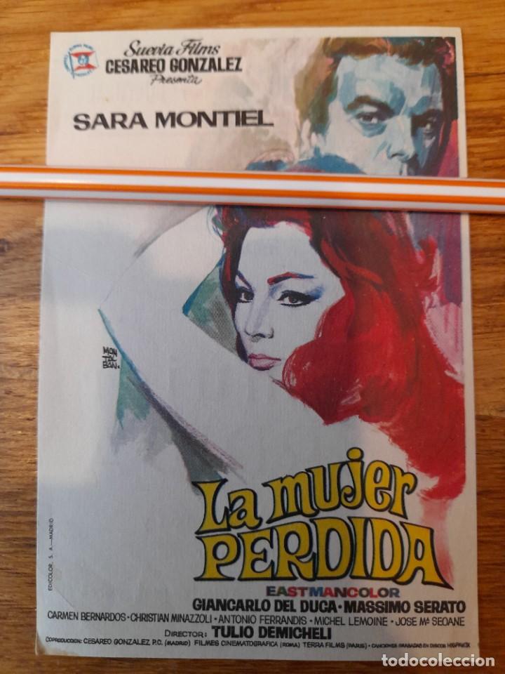 Kino: Cartelera de mano de cine La mujer perdida de Sara Montiel cine avenida Castell&oacute;n de Rugat Valencia