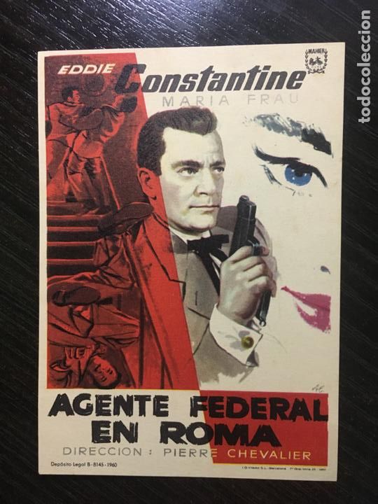 Folhetos de m&atilde;o de filmes antigos de cinema: Agente federal en Roma - Programa de cine S/P