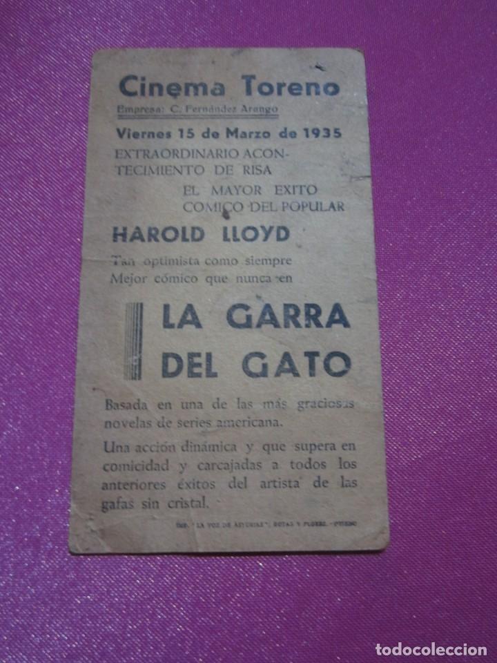 Cine: LA GARRA DEL GATO HAROLD LLOYD PROGRAMA DE CINE TARJETA C2 4 - Foto 3