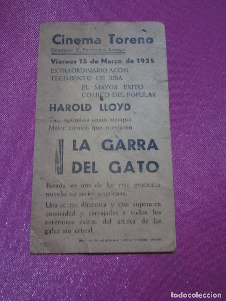 Cine: LA GARRA DEL GATO HAROLD LLOYD PROGRAMA DE CINE TARJETA C2 4 - Foto 4