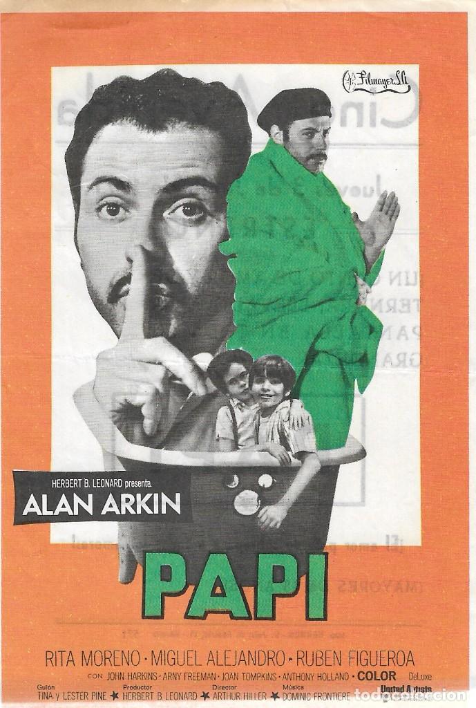 Cine: PN - PROGRAMA DE CINE - PAPI - ALAN ARKIN, RITA MORENO - CINE AVENIDA (M&aacute;laga) - 1969. - Foto 1