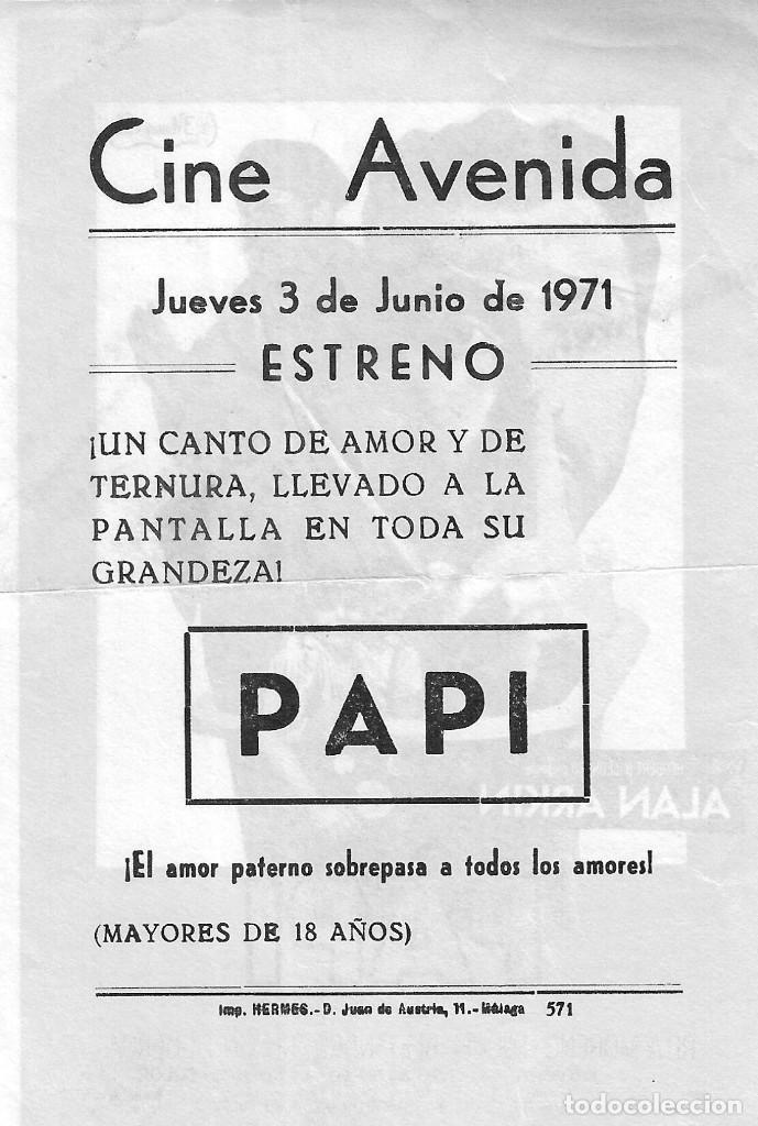 Cine: PN - PROGRAMA DE CINE - PAPI - ALAN ARKIN, RITA MORENO - CINE AVENIDA (M&aacute;laga) - 1969. - Foto 2