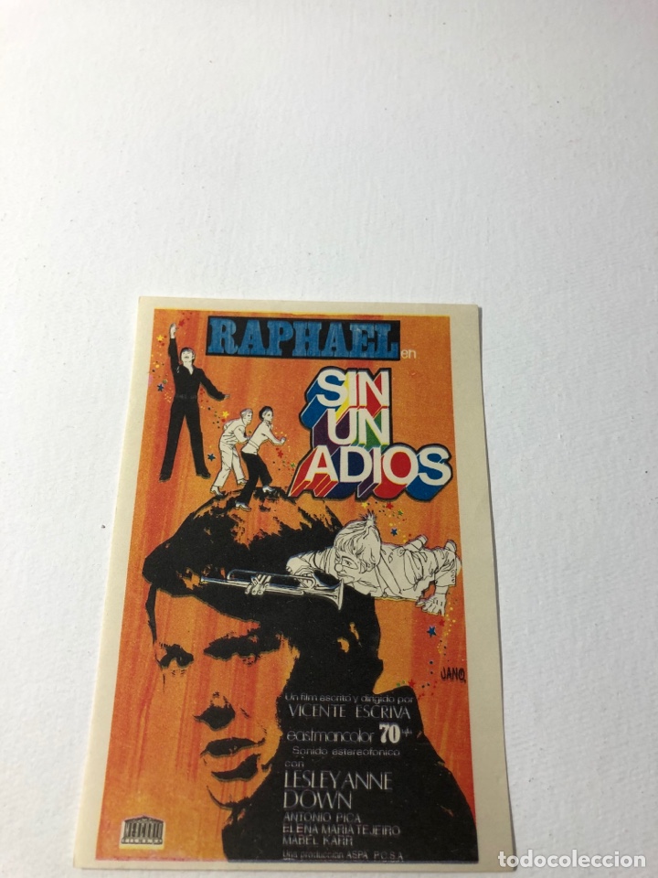 Cine: FOLLETO DE MANO ● SIN UN ADIOS DE RAPHAEL - Foto 1