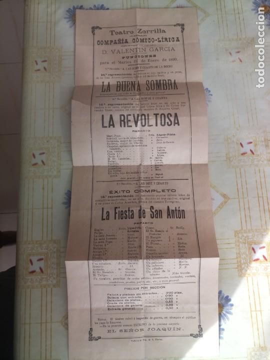  Foglietti di film di film antichi di cinema: Antiguo programa teatro Zorrilla Valladolid 1899