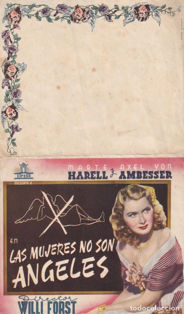 Folhetos de m&atilde;o de filmes antigos de cinema: LAS MUJERES NO SON ANGELES .- MARTE HARELL
