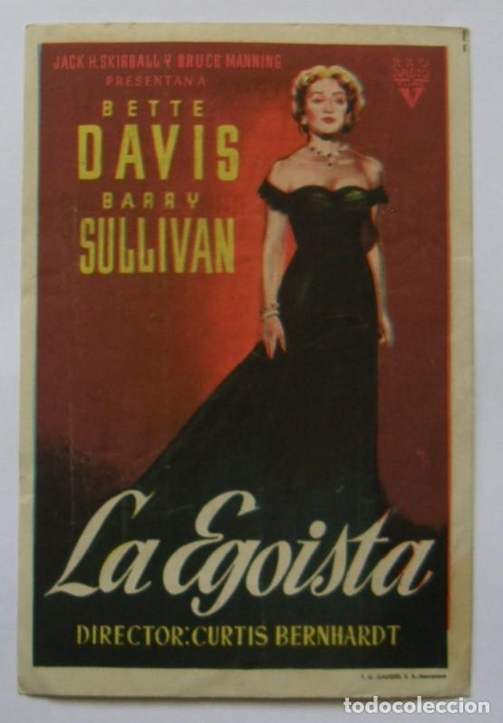 Folhetos de m&atilde;o de filmes antigos de cinema: PROGRAMA DE CINE LA EGOISTA