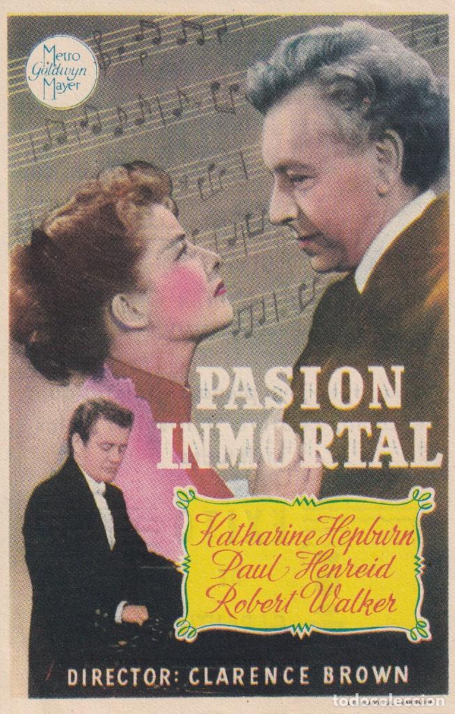 Folhetos de m&atilde;o de filmes antigos de cinema: PASION INMORTAL .- KALHARINE HEPBURN