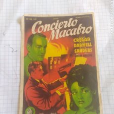 Cine: FOLLETO DE MANO CONCIERTO MACABRO , CREGAR , DARNELL , SANDERS , CINE MUNDIAL. Lote 254198415