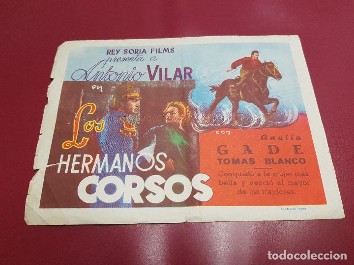 Cine: PROGRAMA DE MANO - LOS HERMANOS CORSOS - PUBLICIDAD - Foto 1