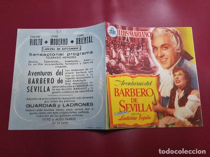 Cine: PROGRAMA DE MANO - AVENTURAS DEL BARBERO DE SEVILLA - PUBLICIDAD - Foto 1