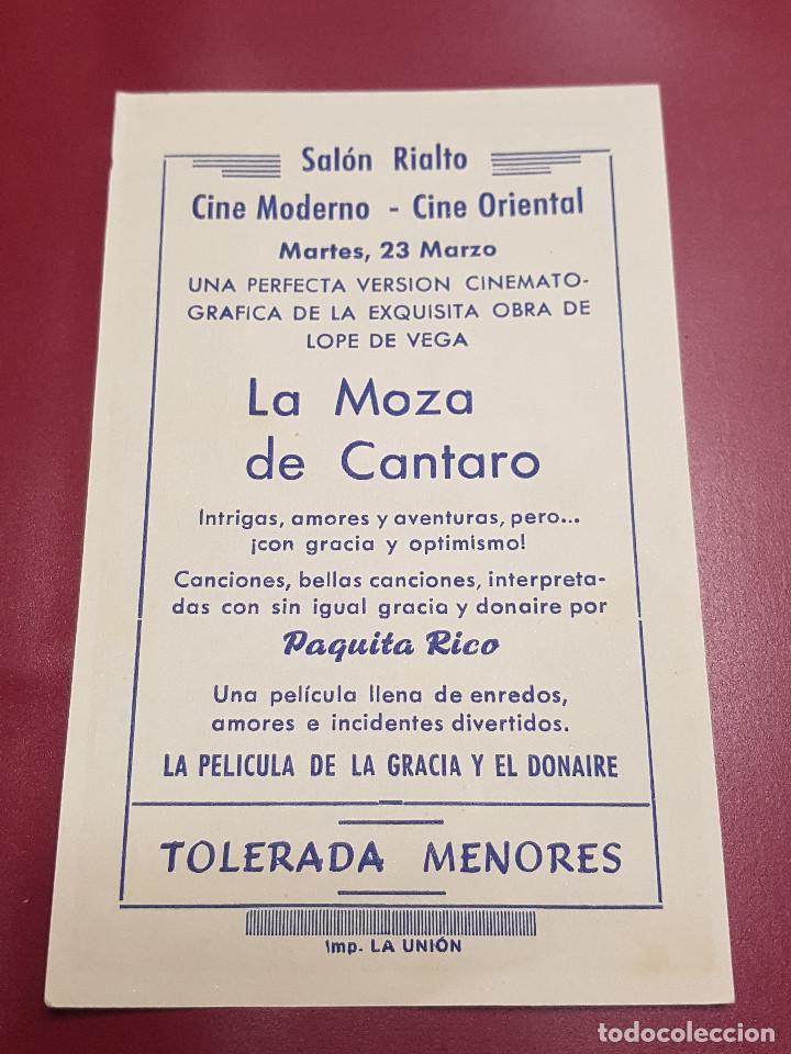 Cine: PROGRAMA DE MANO - LA MOZA DE CANTARO - PUBLICIDAD - Foto 2