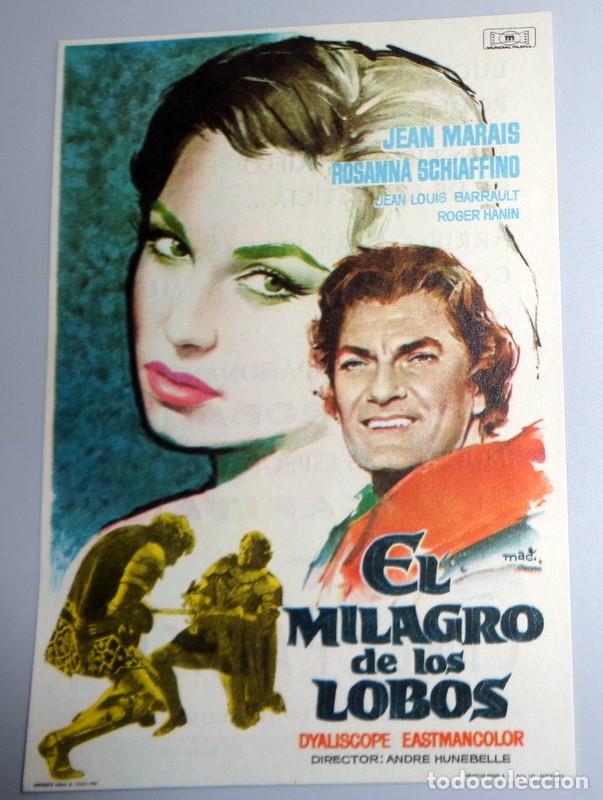 Kino: PROGRAMA FOLLETO MANO CINE. EL MILAGRO DE LOS LOBOS.JEAN MARAIS. CINE PALAFOX ZARAGOZA. ANTIGUO 1962