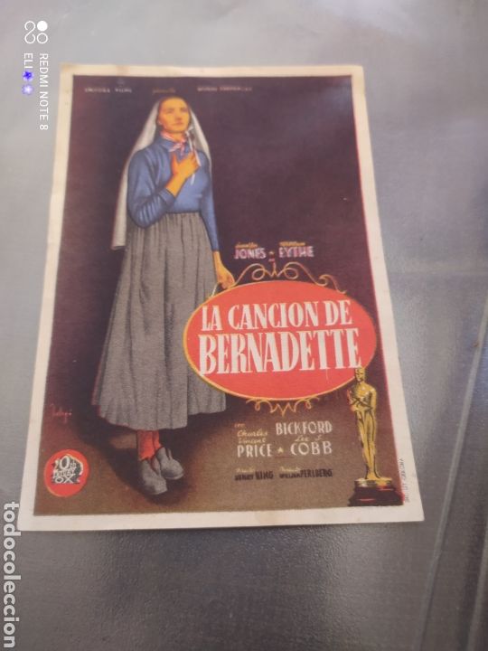 Cine: Folleto de mano LA CANCION DE BERNADETTE