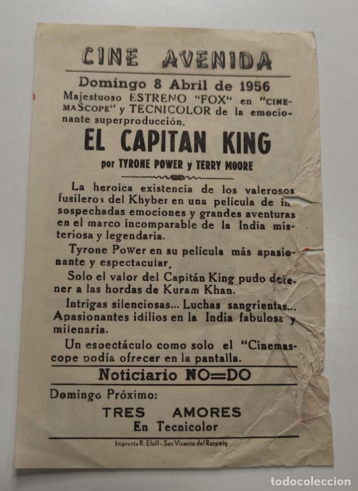 Cine: PROGRAMA DE CINE FOLLETO , CINE AVENIDA , EL CAPITAN KING - Foto 2