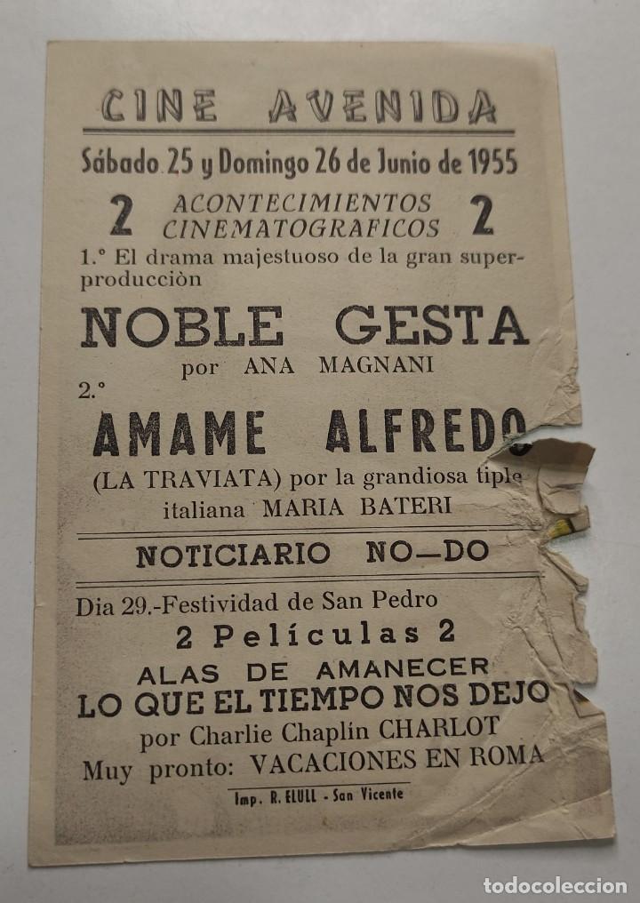 Cine: PROGRAMA DE CINE FOLLETO , CINE AVENIDA , NOBLE GESTA - Foto 2