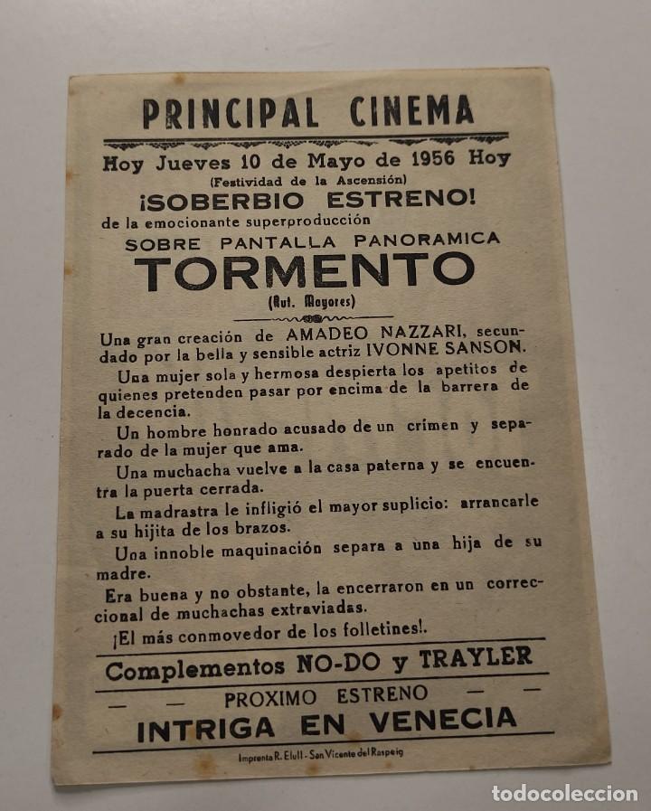 Cine: PROGRAMA DE CINE FOLLETO , PRINCIPAL CINEMA , TORMENTO - Foto 2