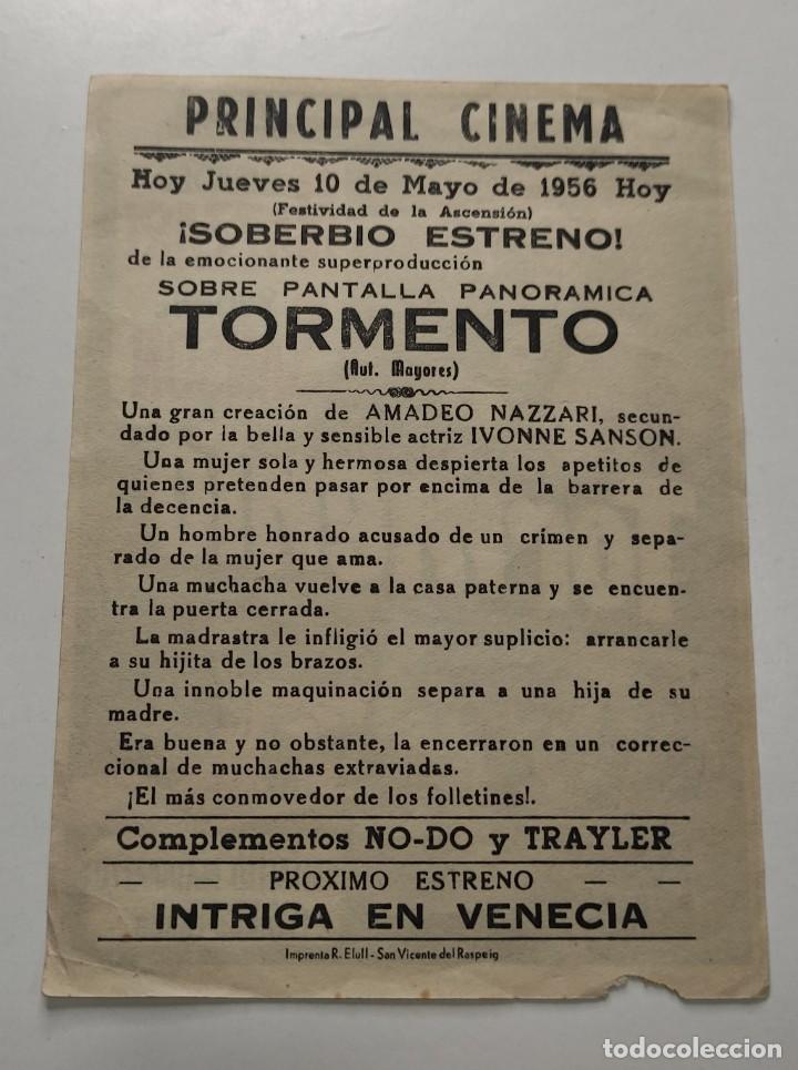 Cine: PROGRAMA DE CINE FOLLETO , PRINCIPAL CINEMA , TORMENTO - Foto 2