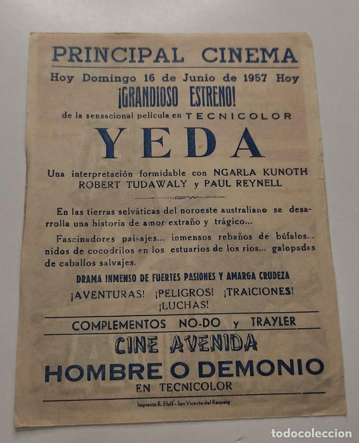 Cine: PROGRAMA DE CINE FOLLETO , PRINCIPAL CINEMA , YEDA - Foto 2