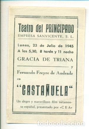 Cine: CASTA&Ntilde;UELA - GRACIA DE TRIANA - PROGRAMA ORIGINAL CON PUBLICIDAD - IMPECABLE - Foto 2