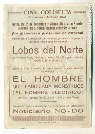 Cine: HOMBRE QUE FABRICABA MONSTRUOS - LON CHANEY - PROGRAMA ORIGINAL CON PUBLICIDAD - - Foto 2