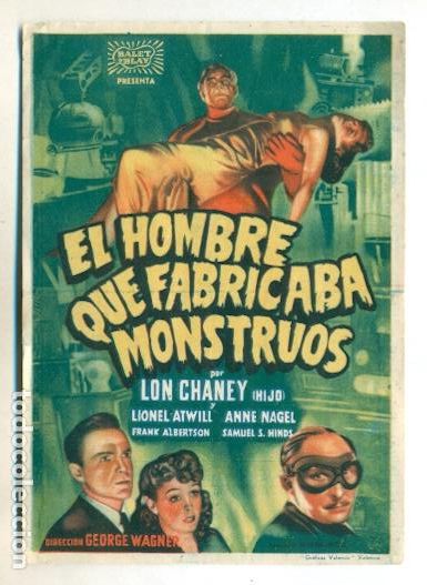 Cine: HOMBRE QUE FABRICABA MONSTRUOS - LON CHANEY - PROGRAMA ORIGINAL CON PUBLICIDAD - - Foto 1