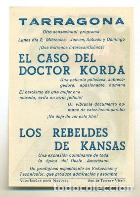 Cine: CASO DEL DOCTOR KORDA , EL - PROGRAMA ORIGINAL CON PUBLICIDAD - IMPECABLE - Foto 2