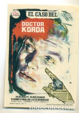 Cine: CASO DEL DOCTOR KORDA , EL - PROGRAMA ORIGINAL CON PUBLICIDAD - IMPECABLE - Foto 1