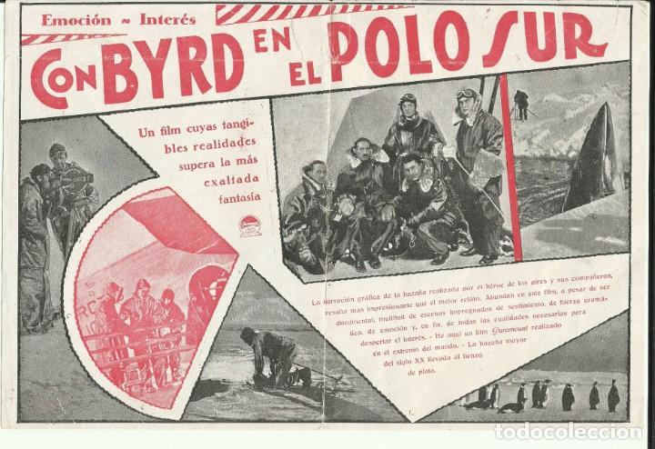 Cine: PTCC 064 CON BYRD EN EL POLO SUR PROGRAMA DOBLE PARAMOUNT RICHARD E. BYRD DOCUMENTAL A - Foto 1